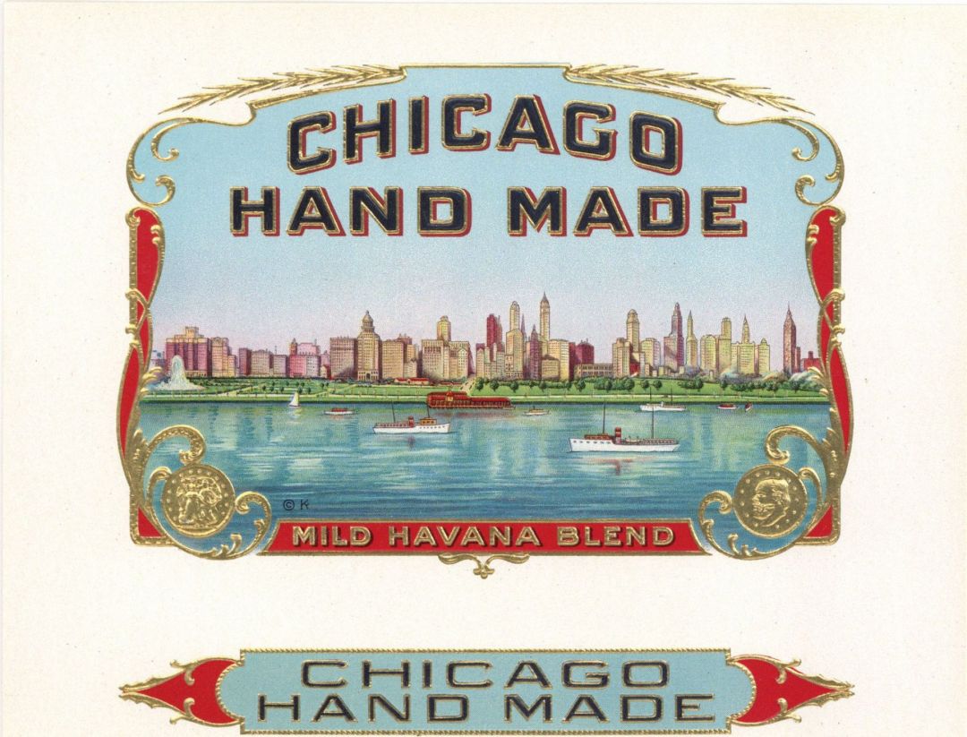 "Chicago Hand Made" - Cigar Box Label - <b>Not Actual Cigars</b>