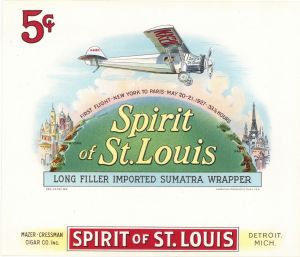 "Spirit of St. Louis" - Cigar Box Label - <b>Not Actual Cigars</b>