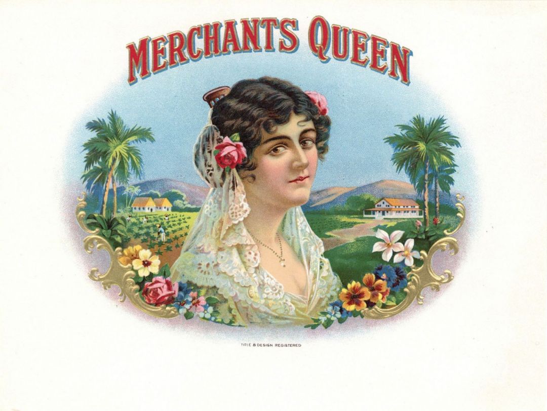 Merchants Queen - Cigar Box Label - <b>Not Actual Cigars</b>