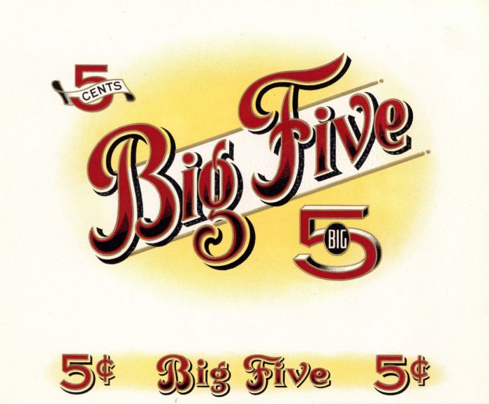 Big Five - Cigar Box Label - <b>Not Actual Cigars</b>