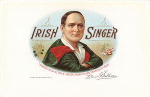 Irish Singer - Cigar Box Label - <b>Not Actual Cigars</b>