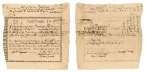 1780 dated Pennsylvania Document Loaning Horse - Colonial Bonds