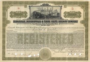 Evansville, Indianapolis and Terre Haute Railway Co. - Certificate number M1 - 1921 dated $1,000 Bond