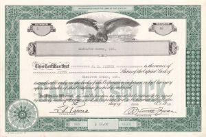 Hamilton Homes, Inc. - Certificate number 1 - 1939 dated Stock Certificate