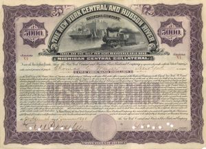 New York Central and Hudson River Railroad Co. - Certificate number V1 - 1898 dated $5,000 Bond