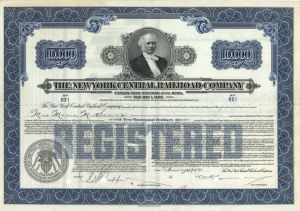 New York Central Railroad Co. - Certificate number RX1 - 1942 dated $10,000 Bond