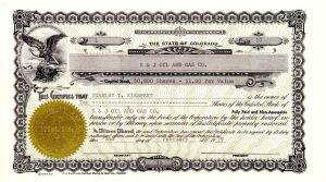 S and J Oil and Gas Co. - Certificate number 1 - 1959 dated Stock Certificate