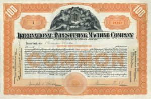 International Typesetting Machine Co. - 1912 dated Stock Certificate