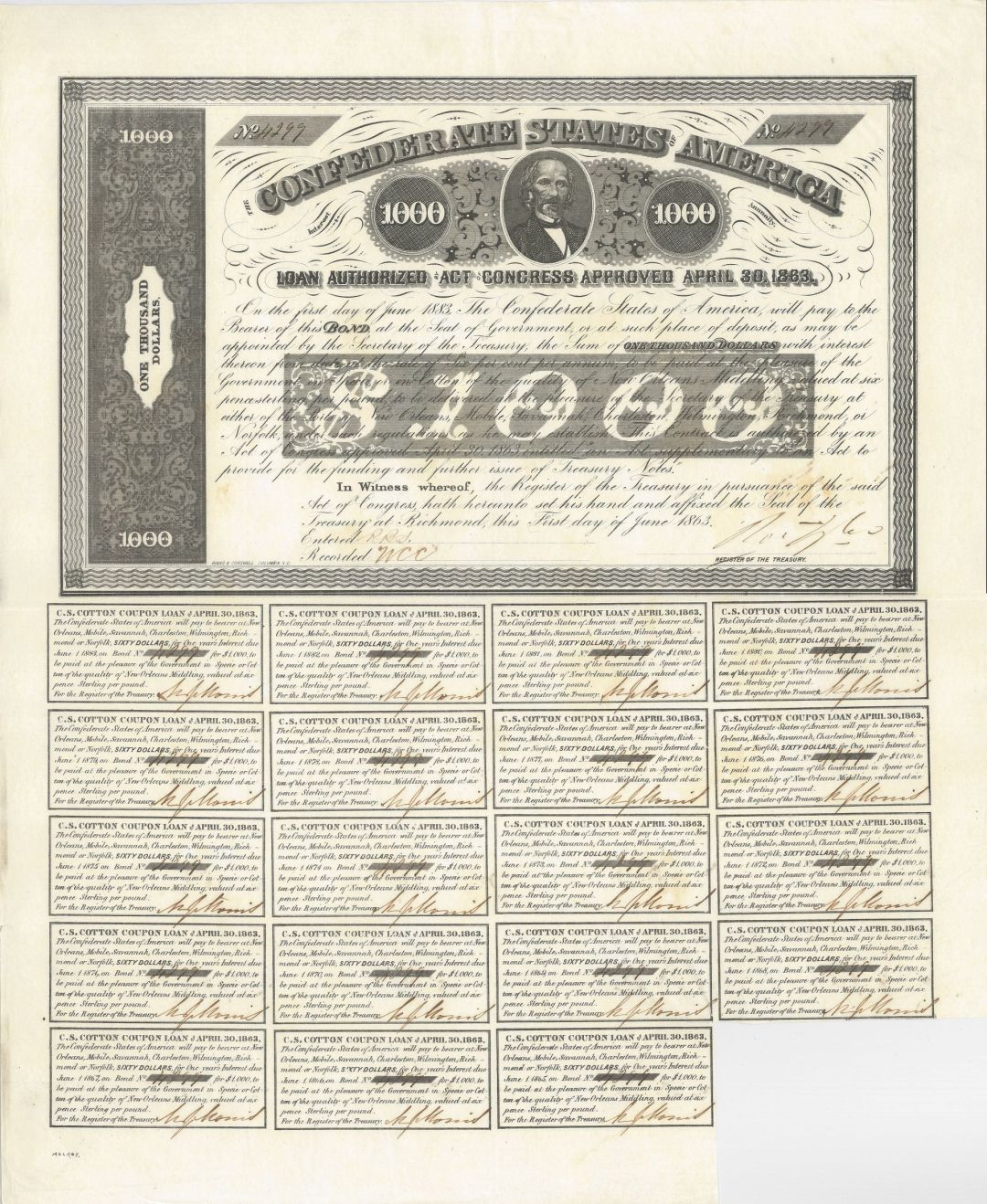 Civil War $1,000 Bond - CR-138