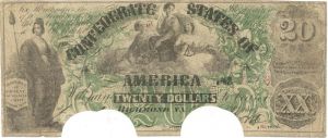 Confederate $20 Note - T-17 CR99 - 1861 dated Confederate Paper Money