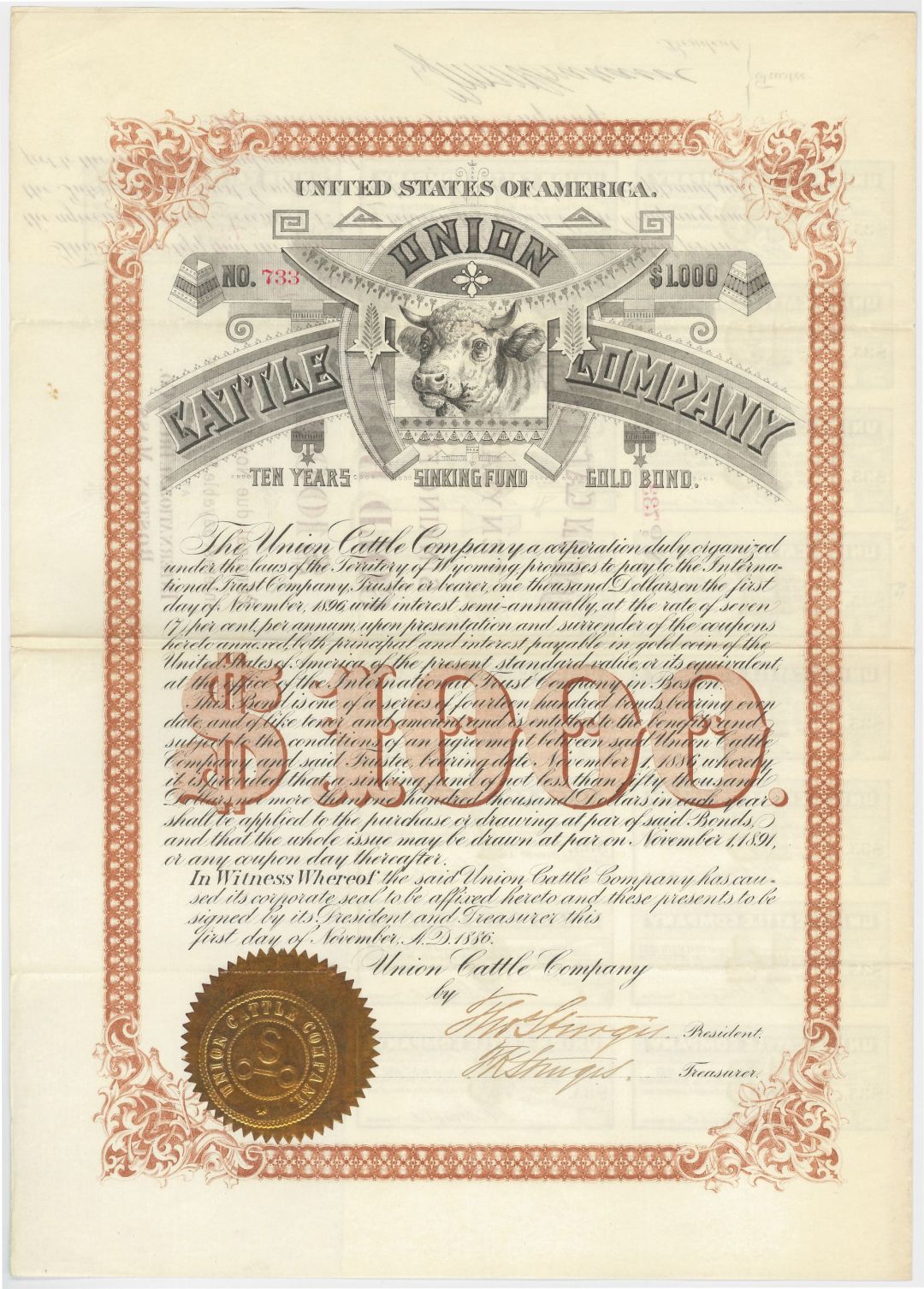 Union Cattle Company - $1,000 Bond