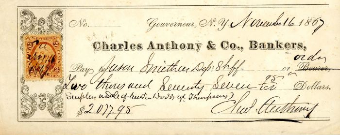 Charles Anthony and Co., Bankers -  Check