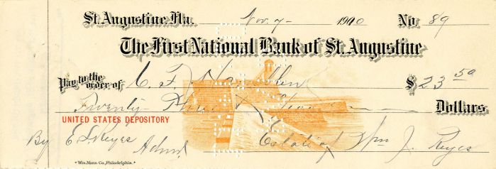 First National Bank of St. Augustine -  Check