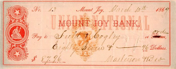 Union National Mount Joy Bank - Check