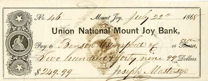 Union National Mount Joy Bank - Check