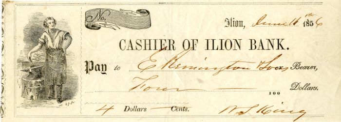 Ilion Bank Issued to E. Remington and Sons - Check