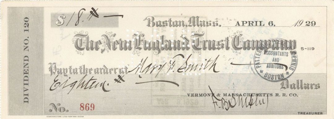 New England Trust Co. - Checks