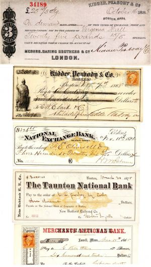 Group of 16 Different Checks with Revenues - 1830's - 1880's dated Checks