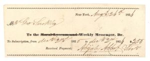 Moral-Lyceum and Weekly Messenger, Dr. -  1836 dated Check