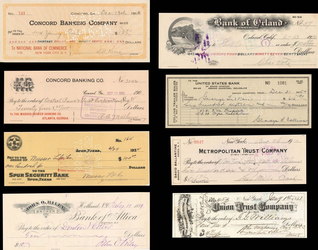 Group of 50 Miscellaneous Checks -  1860's-1900's dated Checks