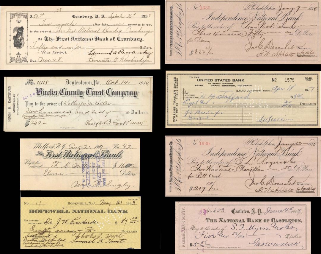 Lot of 131 Checks - 1880's-1950's dated Checks