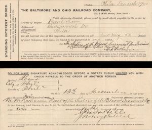 Baltimore and Ohio Railroad Co. -  1900 dated Check