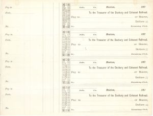 Treasurer of the Duxbury and Cohasset Railroad -  Uncut Sheet of 4 Unissued Checks