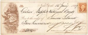 Check with Revenue Stamp - 1869 dated Americana