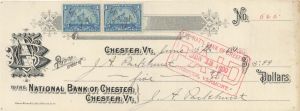 National Bank of Chester check with 2 Revenue Stamps - 1900 dated Check