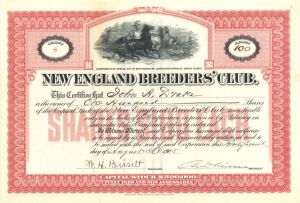 New England Breeders' Club - 1905 or 1906 dated Stock Certificate