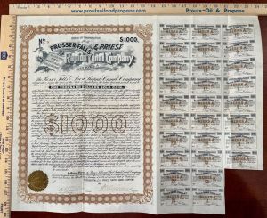 Prosser Falls and Priest Rapids Canal Co. - 1894 dated $1,000 Gold Bond from Washington State