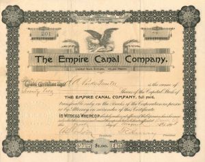 Empire Canal Co. - 1893 dated Colorado Canal Stock Certificate