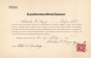 Elgin National Watch Co.  - 1923 dated Stockholders Proxy