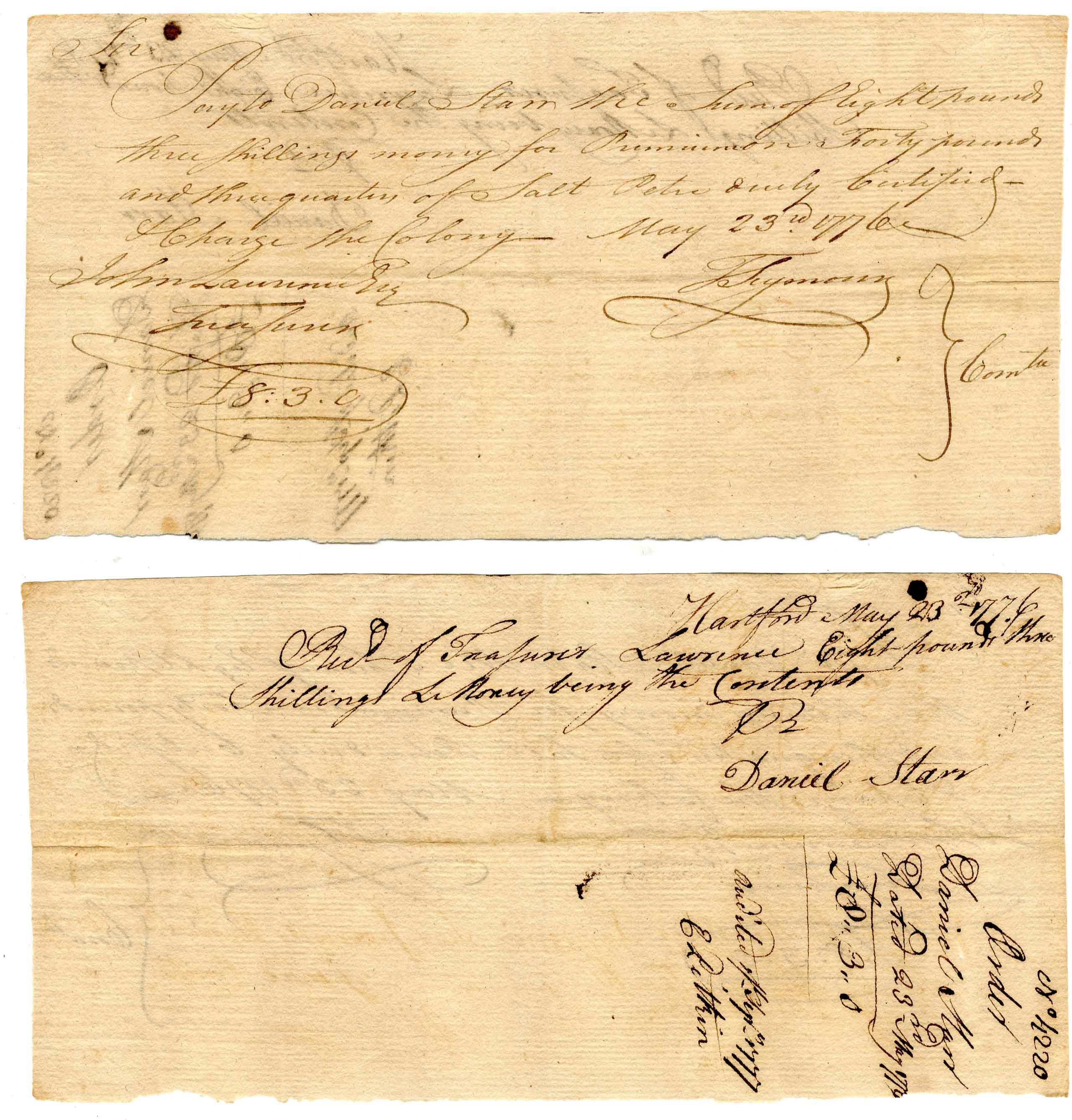 Revolutionary War Document for Salt Petre