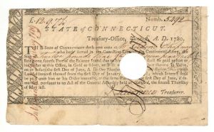 Connecticut Line Note Signed by Revolutionary War Soldier - 1780 dated Connecticut Revolutionary War Bonds, etc.