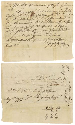 April 12, 1793 dated Pay Order signed by John Trumbull - Artist known as Painter of the Revolution - American Revolution