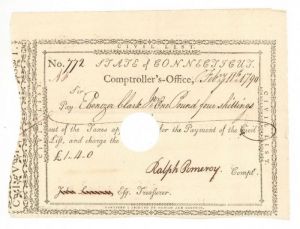 Pay Order Signed by Ralph Pomeroy - Connecticut Revolutionary War Bonds