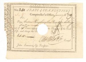 1780's Dated Pay Order Issued to Andrew Kingsbury and signed by Oliver Wolcott Jr. - Connecticut - American Revolution