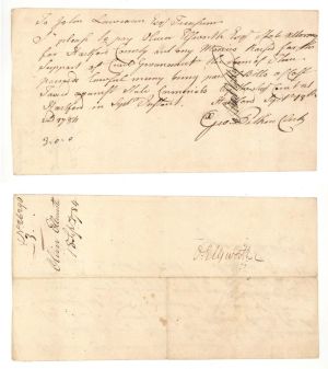 1784 dated Oliver Ellsworth signed Revolutionary War Pay Order - Connecticut Autograph Document