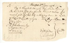 1776 dated Oliver Ellsworth signed Revolutionary War Pay Order - Connecticut Revolutionary War Bonds, etc.