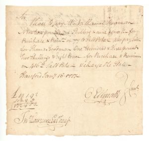 1777 dated Oliver Ellsworth signed Revolutionary War Pay Order - Connecticut Autograph Document