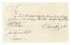 Oliver Ellsworth signed Revolutionary War Pay Order dated 1778 - Connecticut Revolutionary War Bonds, etc.