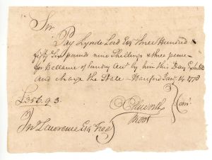 Oliver Ellsworth and Jesse Root signed Revolutionary War Pay Order dated 1778 - Connecticut Revolutionary War Autographs