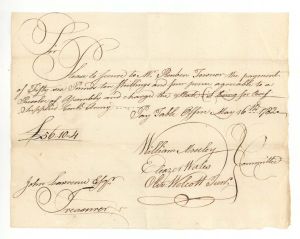 Oliver Wolcott Jr. signed Revolutionary War Pay Order - 1782 dated Connecticut Revolutionary War Autographs