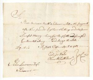 Oliver Wolcott Jr. signed Revolutionary War Pay Order - 1782 dated Connecticut Revolutionary War Autographs