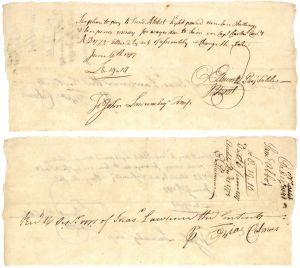 Oliver Ellsworth and Jesse Root signed Revolutionary War Pay Order to Sam Abbot - Connecticut - 1777 dated American Revolutionary War Autograph