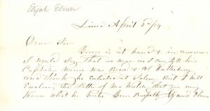 Revolutionary War Pension for Elijah Elmer - Connecticut - 1854 dated American Revolutionary War