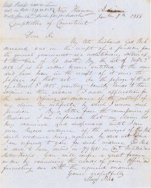 Revolutionary War Pension for Gad Peck - Connecticut - 1856 dated American Revolutionary War