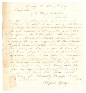 Revolutionary War Pension for Alfard Sperry - Connecticut - 1859 dated American Revolutionary War