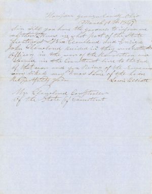 Revolutionary War Pension for Lieutenant Wm. Cleveland and Ensign John Cleveland - Connecticut - 1847 dated American Revolutionary War